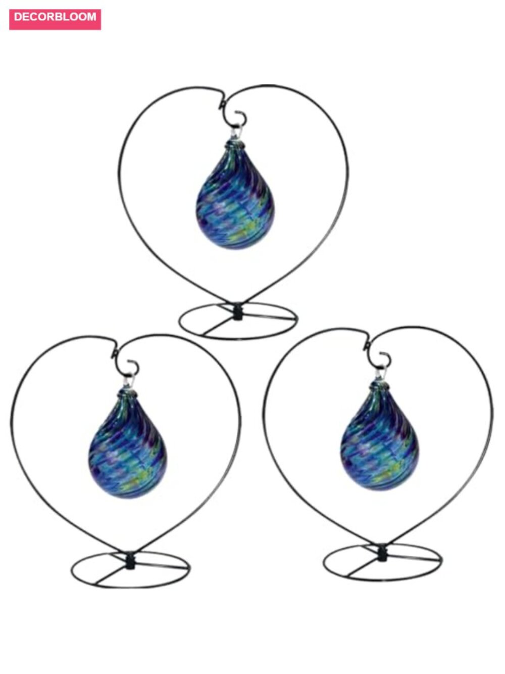 3 Pack Heart Shaped Iron Ornament Display Stands Hanging Hook Holder Air Plant